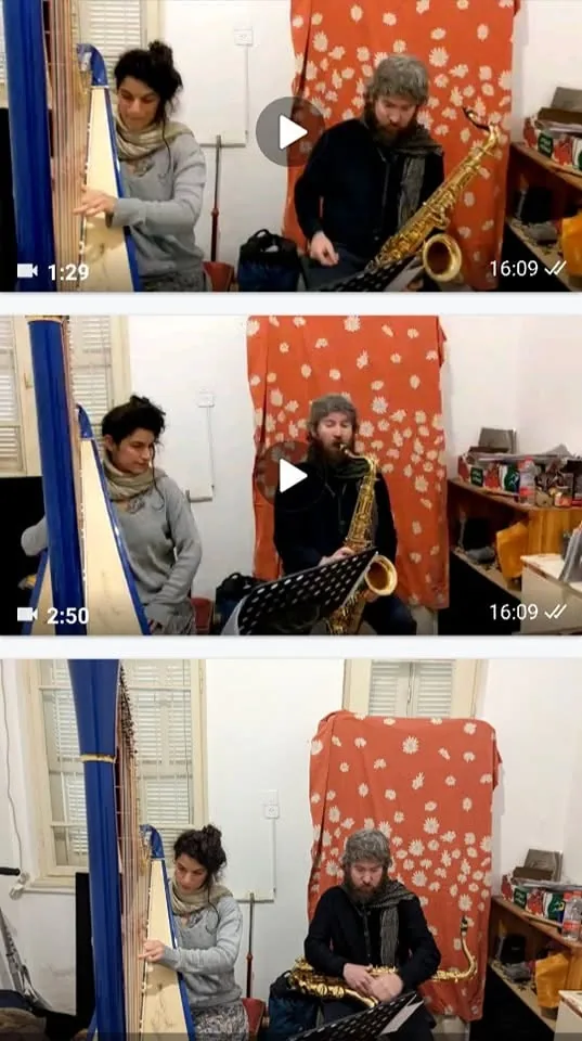 Drift in rehearsal — Noam Dorembus, saxophone; Ada Ragimov, harp